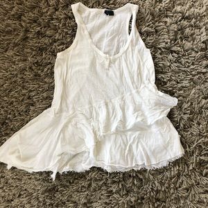 Anthropologie White Distressed Tank
